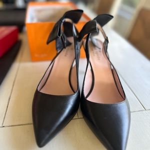 Kate Spade JAX low heel pumps 7M Black/Nappa with Adjustable Bow ($390)
